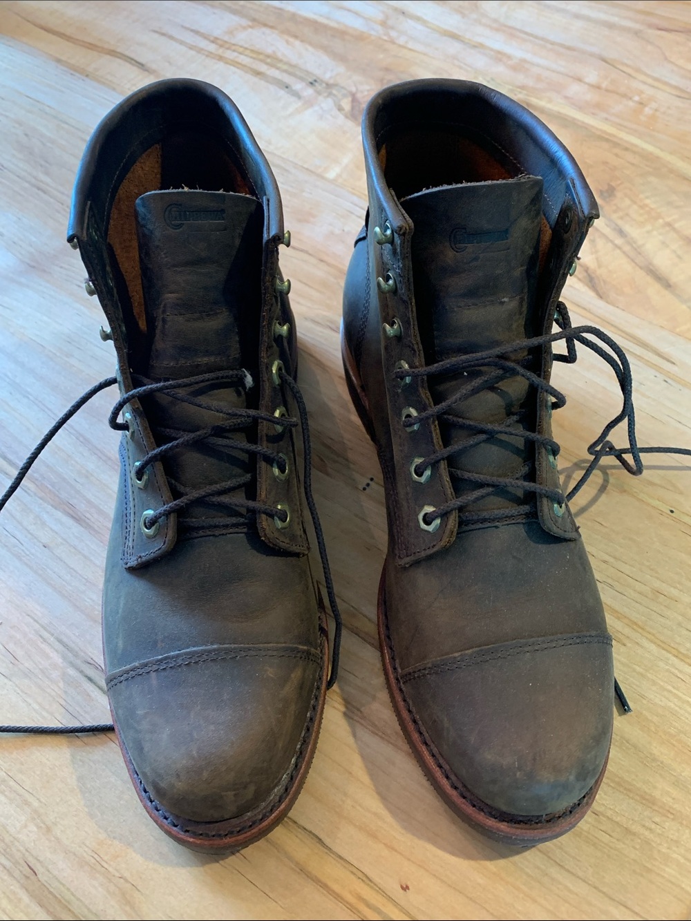 Chippewa Dark Brown Leather Lace-Up Work Boots